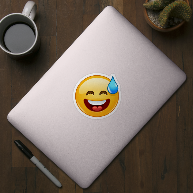 Smiling emoji with open mouth and cold sweat  emoji  pegatina Smiling emoji with open mouth and cold sweat  emoji  pegatina